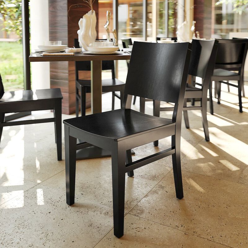 Flash Furniture Naples Solid Wood Dining Chair with Curved Backrest and Black Finish image number 9