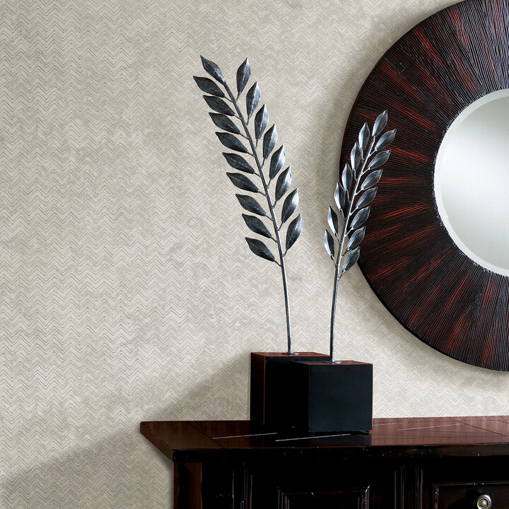 Luna Platinum Distressed Chevron Wallpaper
