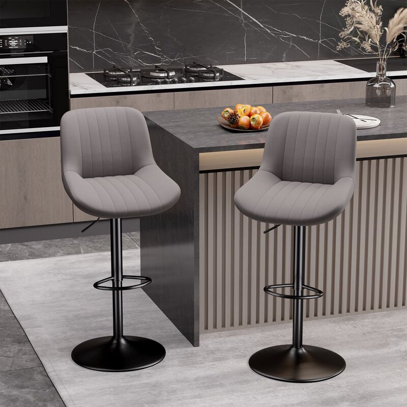 Swivel Bar Stools Set of 2, Upholstered Counter Height Bar Stools with Back and Footrest, 360 Degree Swivel Kitchen Island Chairs, Modern Barstools for Kitchen Counter, Home Bar, Dining image number 3