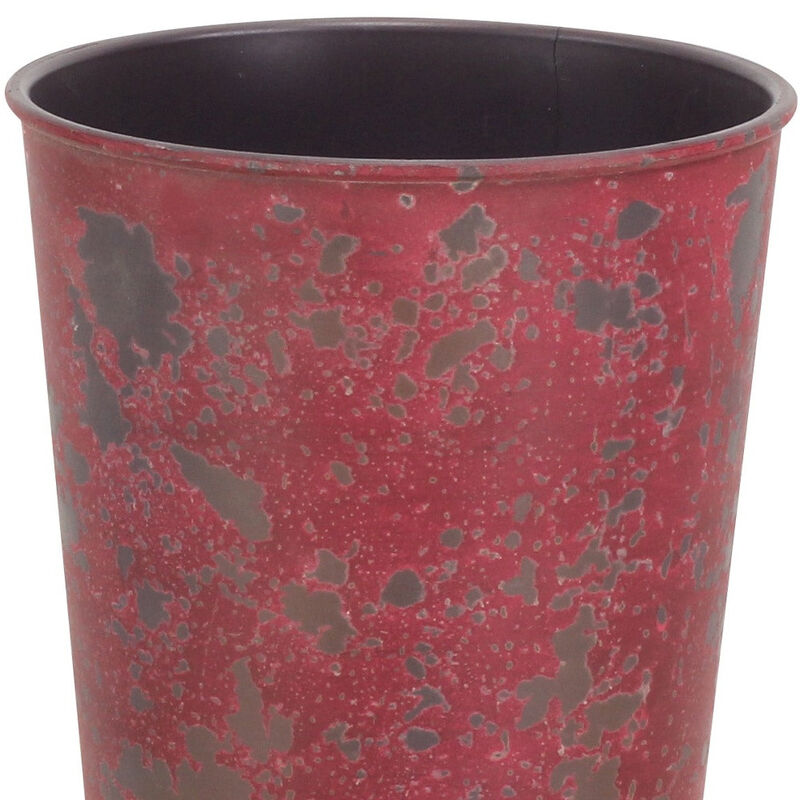 HomeRoots 5" Red Recycled Plastic Indoor Outdoor Round Pot Planter image number 2