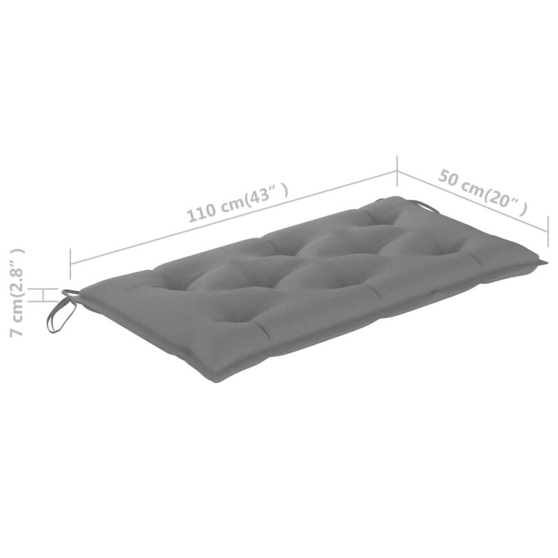 vidaXL Garden Bench Cushion Gray 43.3"x19.6"x2.7" Fabric