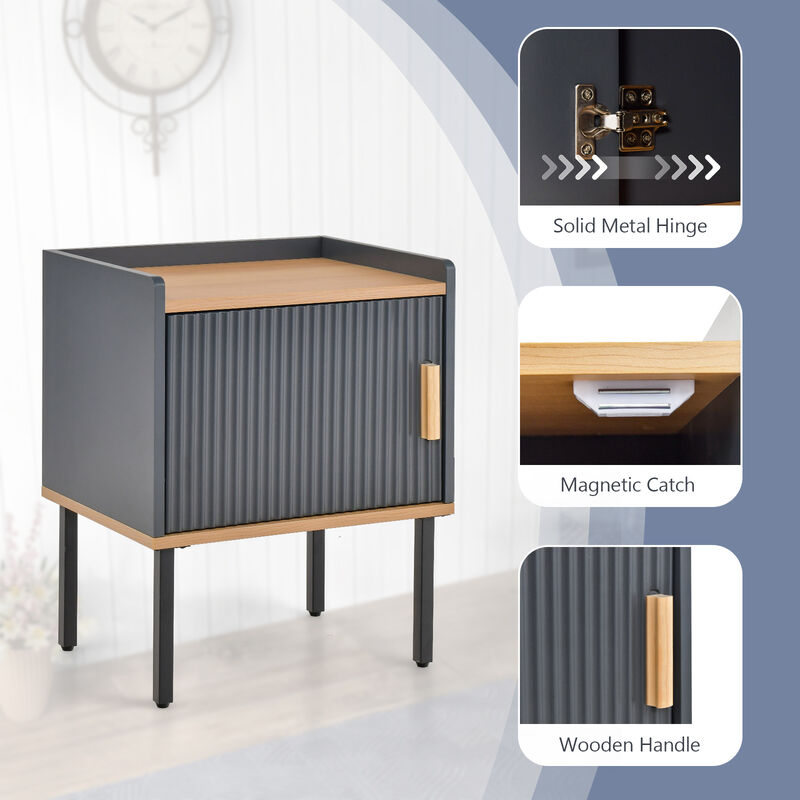 Bedside Nightstand with Storage Cabinet Door for Bedroom and Living Room image number 4