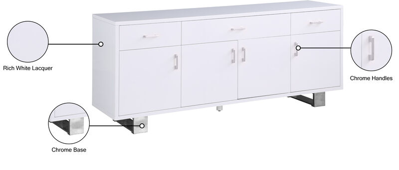 Meridian Furniture Excel White Lacquer Sideboard/Buffet image number 9