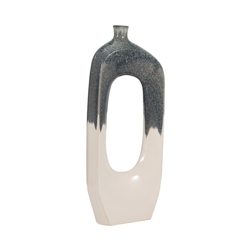 Cer, 26" Curvy Open Cut-out Vase, Blue/white image number 2