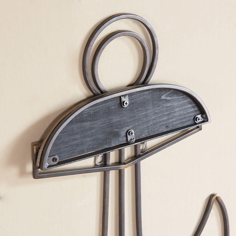 Nautical Themed Anchor Shaped 2-Tier Metal and Wood Wall Shelf