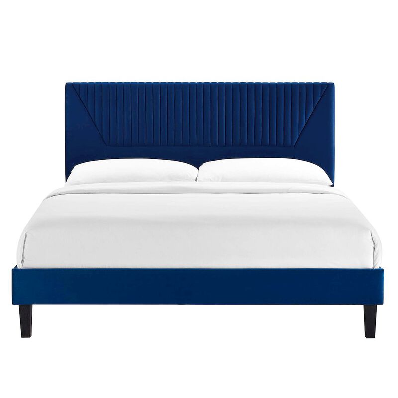 Yasmine Channel Tufted Performance Velvet Full Platform Bed image number 3