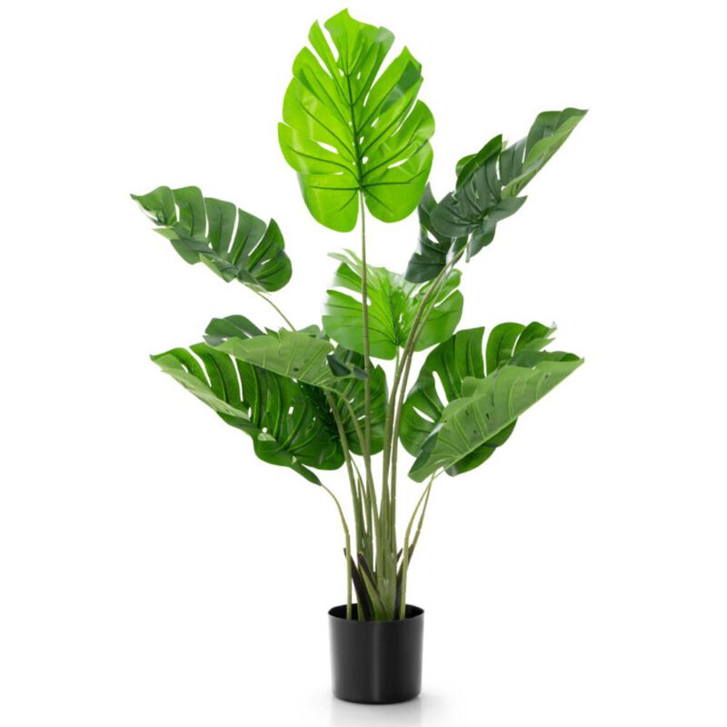 Hivvago 4 Feet Artificial Monstera Deliciosa Tree with 10 Leaves of Different Sizes