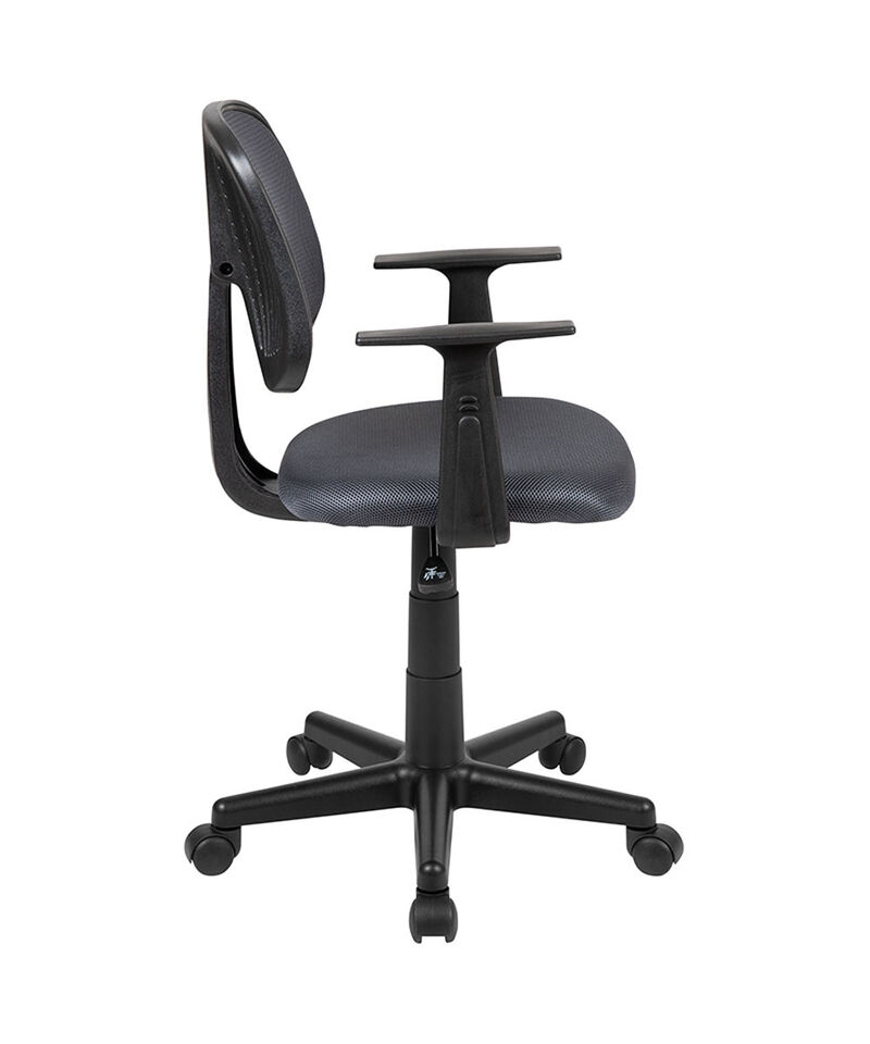 Flash Fundamentals Mid-Back Gray Mesh Swivel Task Office Chair with Pivot Back and Arms image number 3