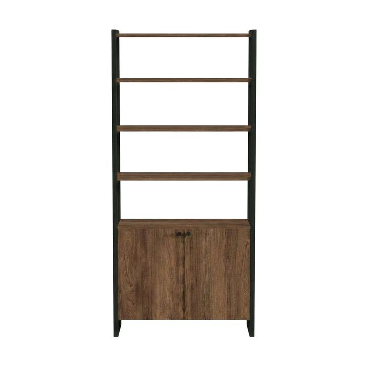 Butler Specialty Drake 73" Two Door Walnut Bookcase Etagere, Medium Brown