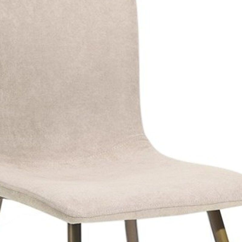 HomeRoots Set of Four Beige and Gold Upholstered Fabric Dining Side Chairs