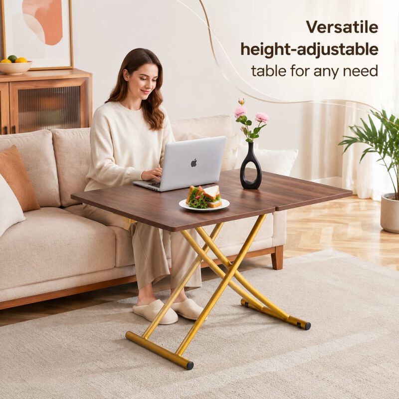 GOODSILO Multifunctional Adjustable Height Lifting Table Foldable Desktop for Home Office Dining Coffee Dressing Space Saving image number 4