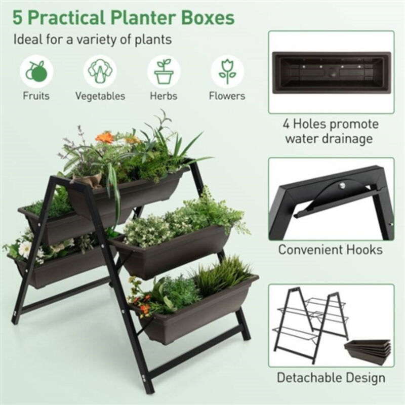 Space-Saving Vertical Garden Bed – 3-Tier Wooden Raised Planter for Herbs, Veggies & More