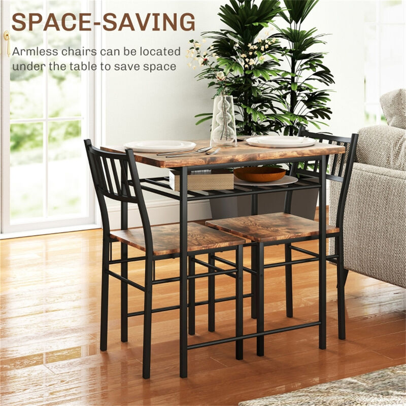Wooden Dining Table Set with Chairs for Family Meals and Gatherings