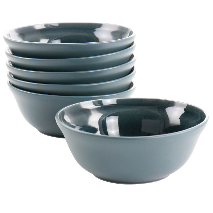 Martha Stewart Portillo 6 Piece 6.5 Inch Stoneware Bowl Set in Blue