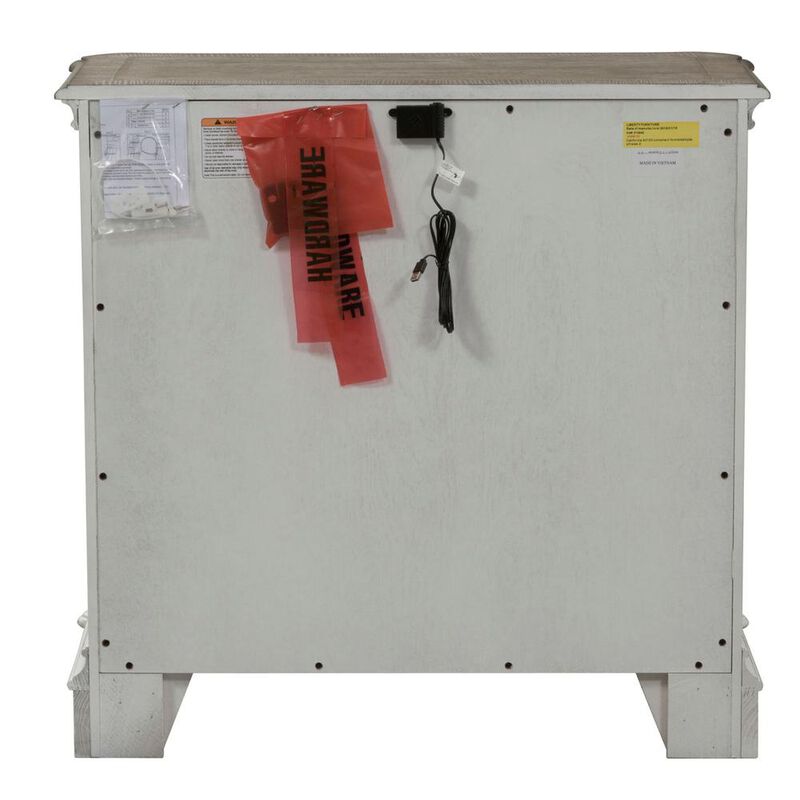 Liberty Furniture Magnolia Manor 3 Drawer Bedside Chest w/ Charging Station in Antique White image number 3