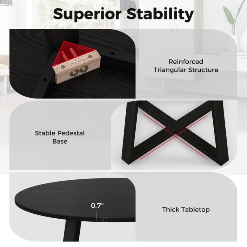 Hivvago 36 Inch Mid-Century Round Dining Table with Pedestal Base for Dining Room