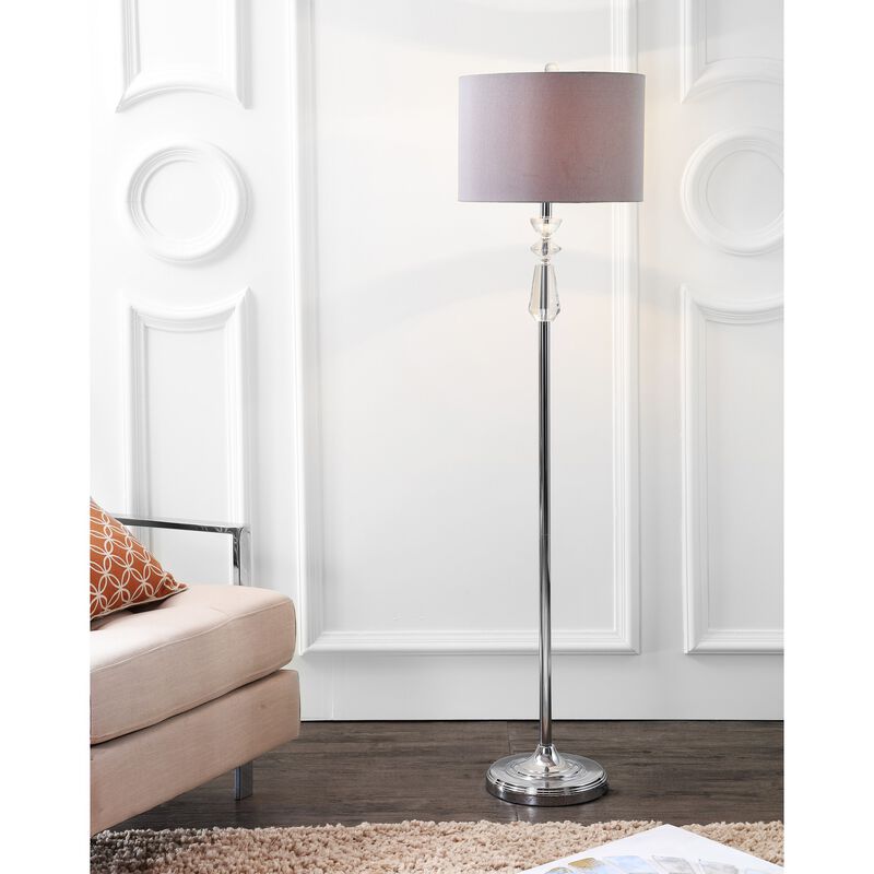 Layla 59.5" Crystal / Metal LED Floor Lamp, Clear/Chrome With Gray Shade image number 2