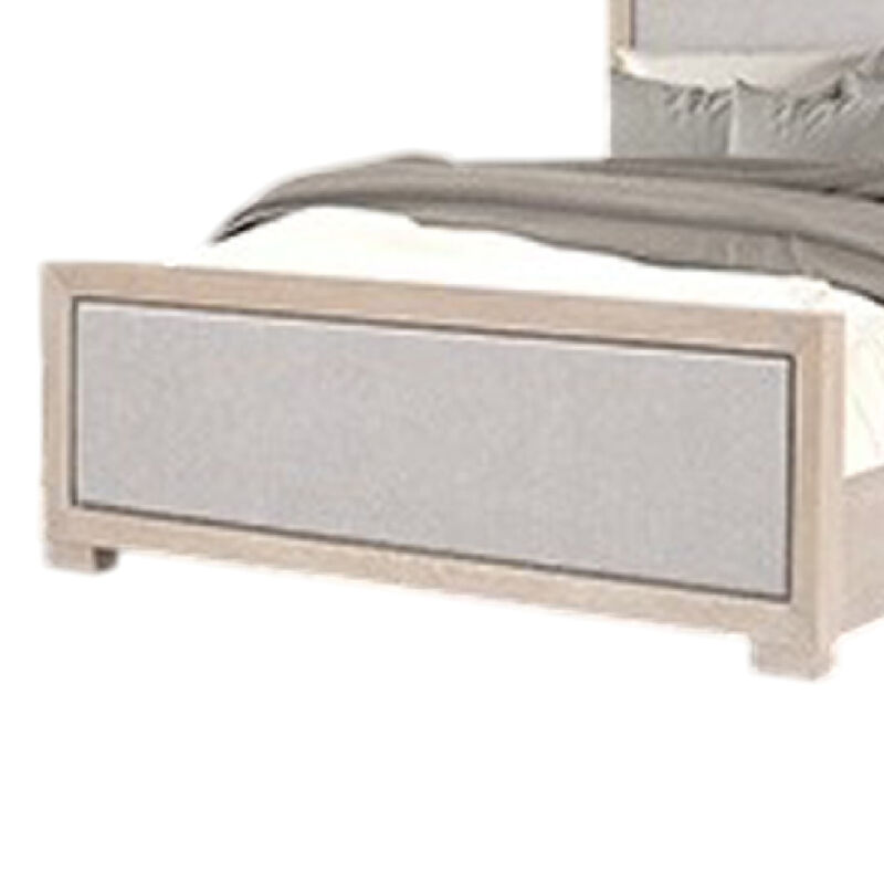 Kizie Queen Size Bed, Modern Upholstered Tawny Brown Gray Solid Wood - Benzara