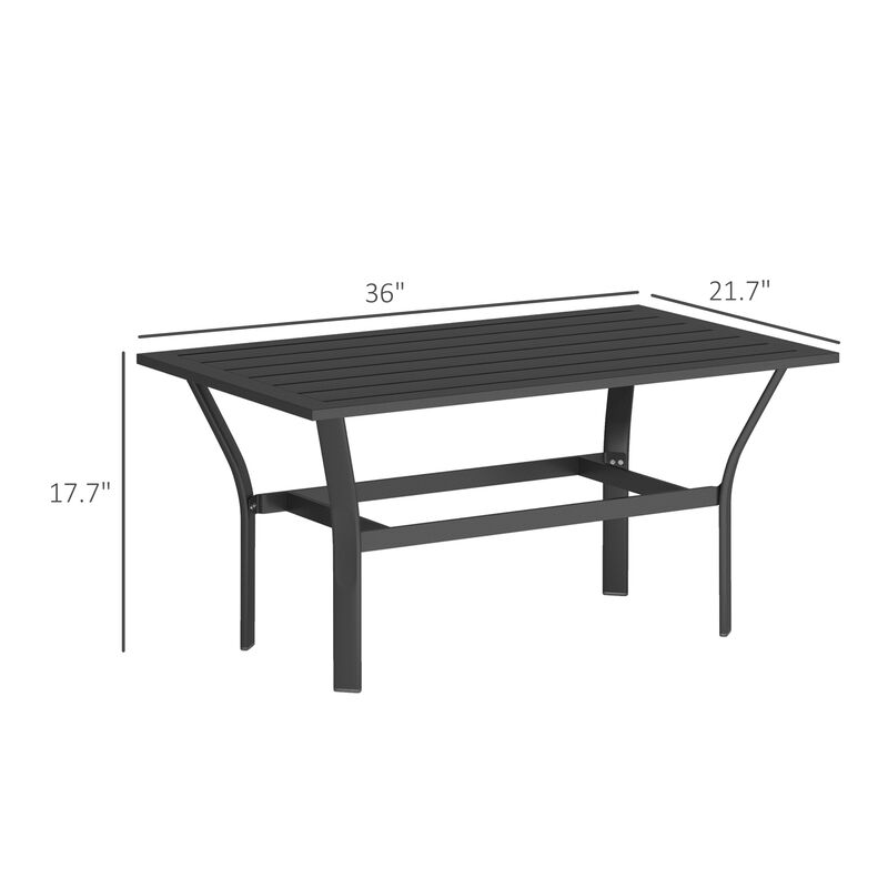 Hivvago Outdoor Metal Coffee Table with Slatted Top image number 2