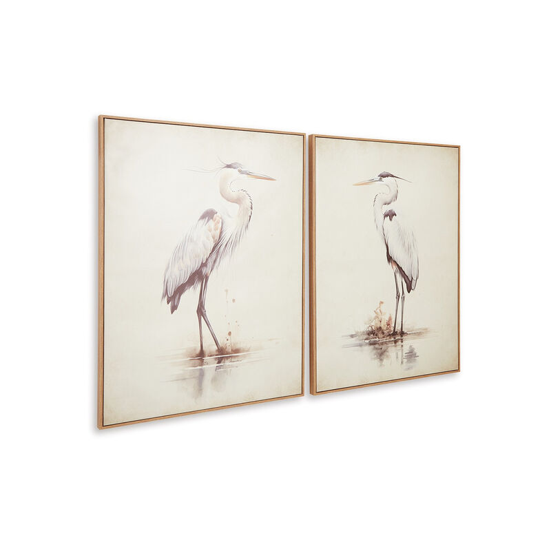 Accent Framed Wall Art Set of 2, 30x40, Painted Canvas of Heron Birds image number 0