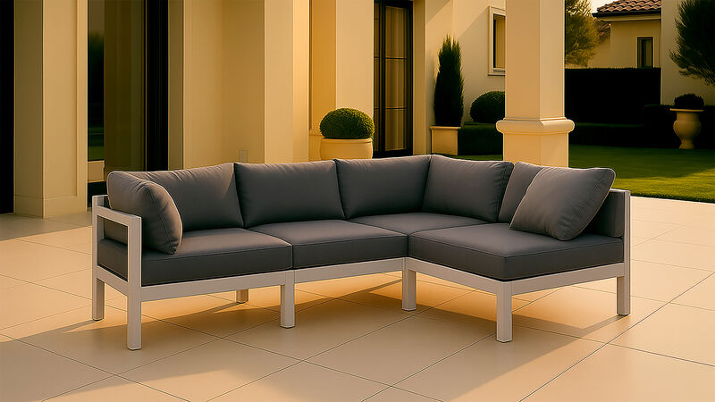 Meridian Furniture Nizuc Grey Water Resistant Fabric Outdoor Patio Modular Sectional image number 1