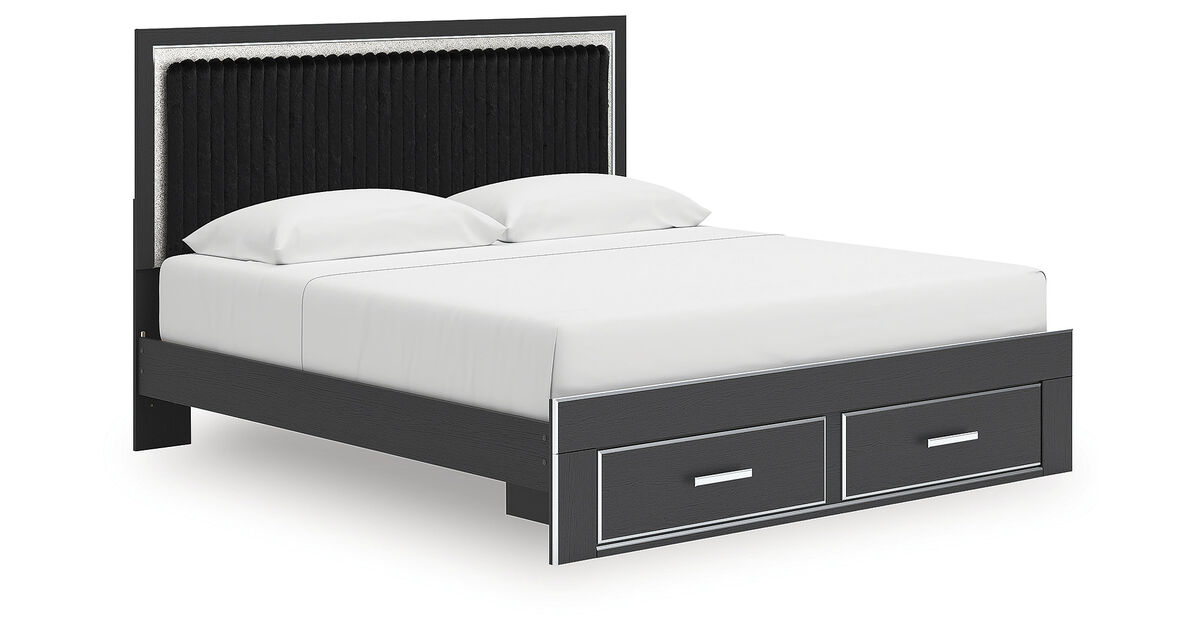 Birmonton King Upholstered Panel Storage Bed