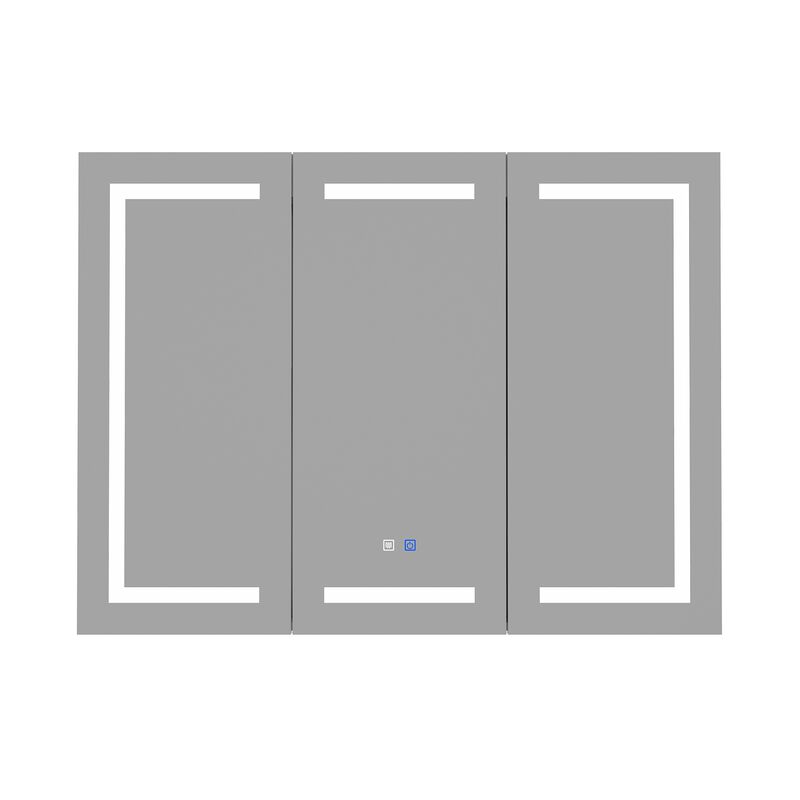 FUFU&GAGA LED Bathroom Mirror Cabinet with Independent Defogging and Adjustable Shelves (47.2" W x 35.4" H x 15.7" D), White