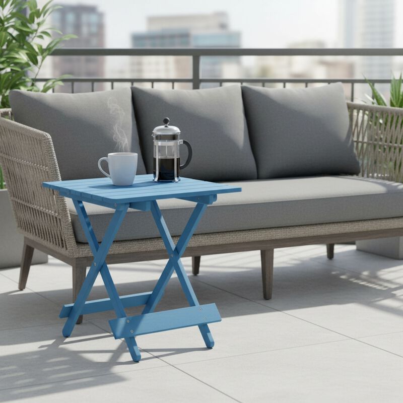 WOW PIONEER Folding Square Solid Wood Patio Side Table Portable Space-Saving Outdoor Furniture for Backyard Balcony Drinks Books Small Item Storage image number 6