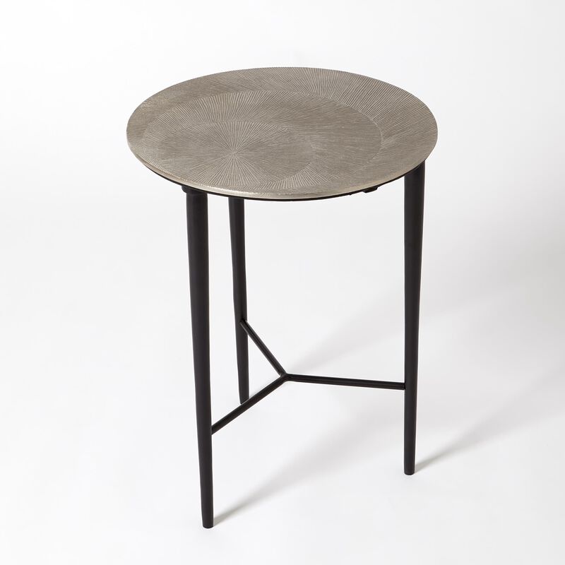 Circle Etched Accent Table-Silver