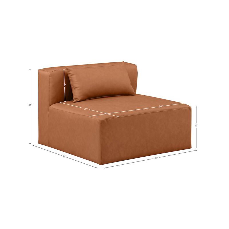 Meridian Furniture Cube Cognac Vegan Leather Armless Chair