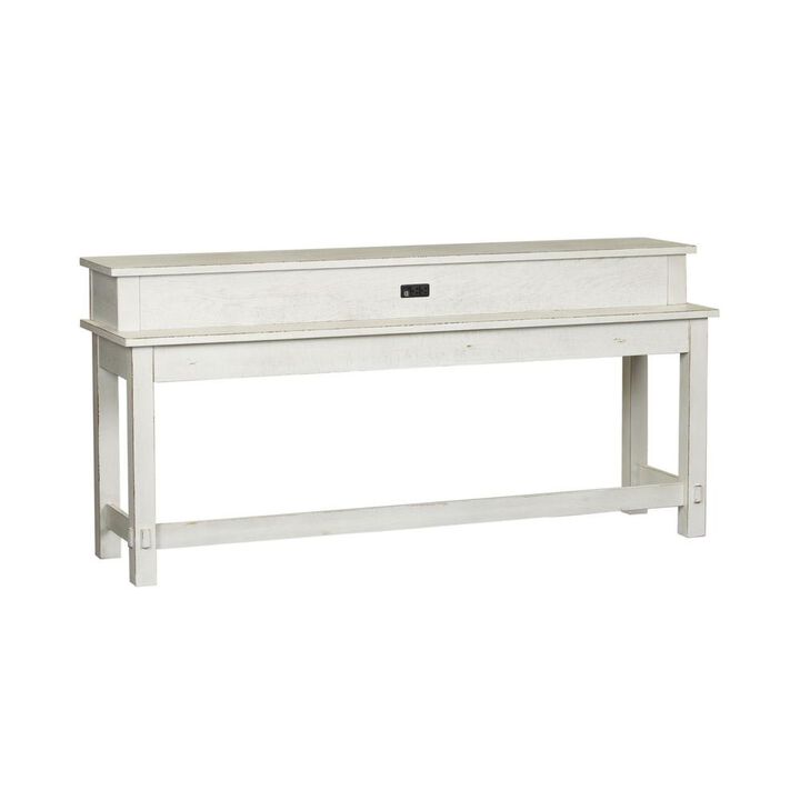 Liberty Furniture Modern Farmhouse Console Bar Table in Flea Market White w/ Heavy Distressing