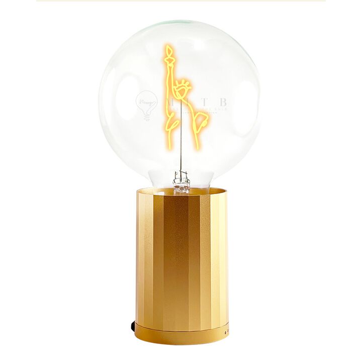 Bulb STATUE OF LIBERTY  Amber with Base Table Lamp PORTABLE Rose Gold