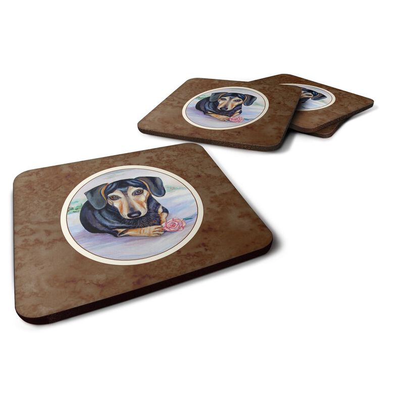 Caroline's Treasures 7076FC Black And Cream Dachshund Foam Coasters (Set of 4), 3.5, Multicolor image number 0