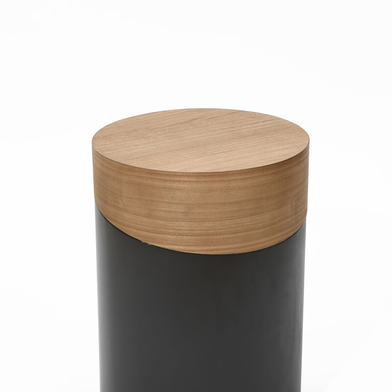 22" Round Wood & Metal Side Table image number 4