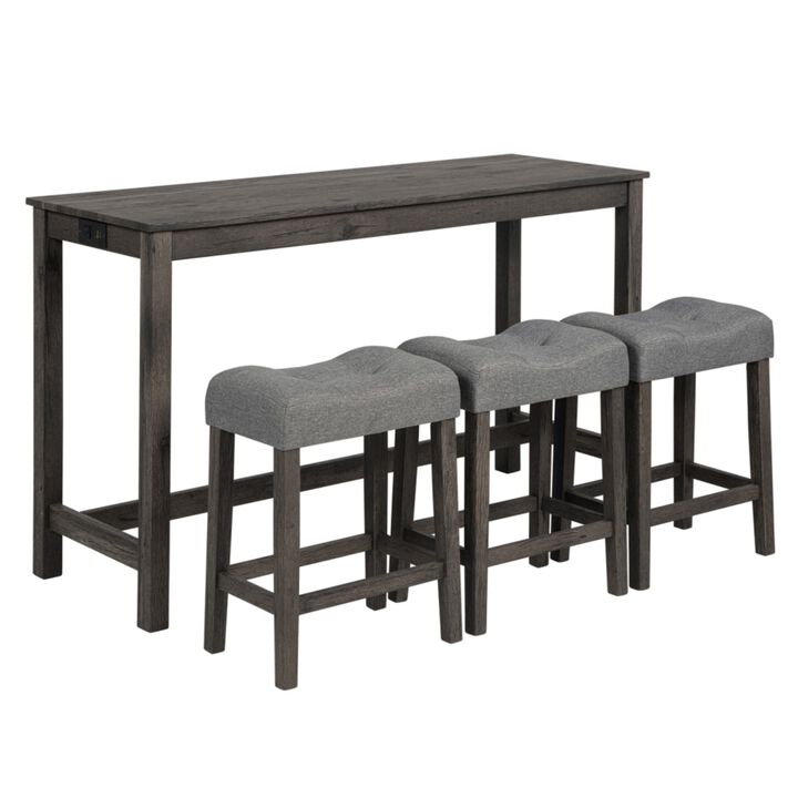 Kepfuf 4‑Piece Farmhouse Bar Table Set