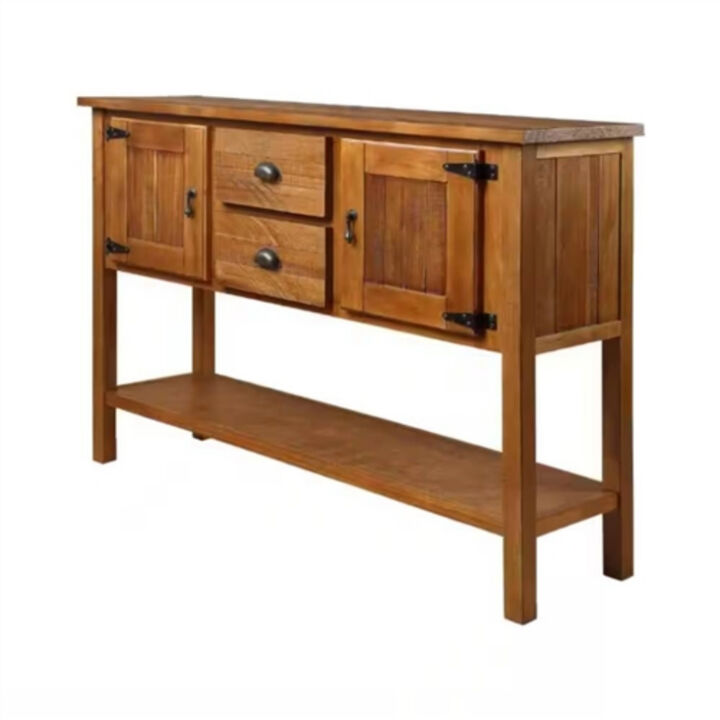Solid Wood Farmhouse Entryway Console Table with Drawers