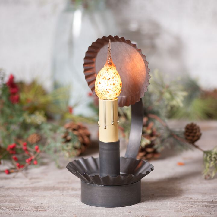 Kettle Black Chamberstick Table Lamp With Reflector 85in Metal Indoor Decor