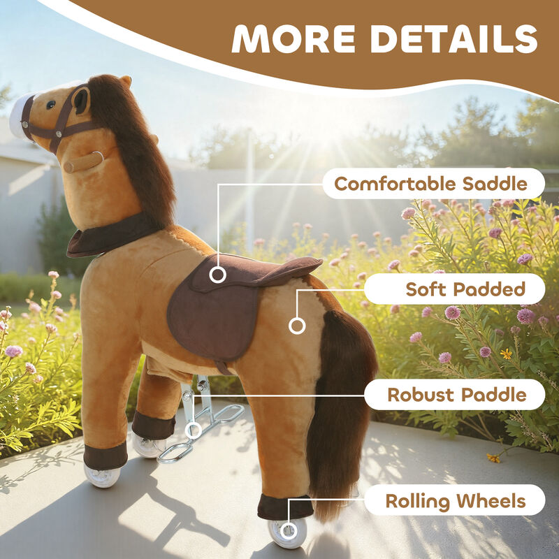 BreeBe Plush Pony Ride-On with Wheels for Kids image number 5