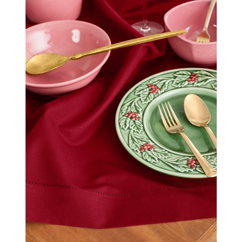 Cotton Linen Table Throw - Cotton Linen Hemstitch image number 1