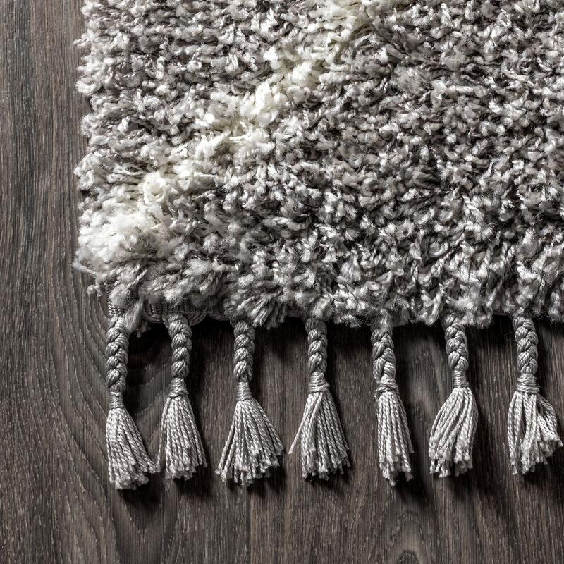 Mercer Shag Plush Tassel Moroccan Diamond Area Rug