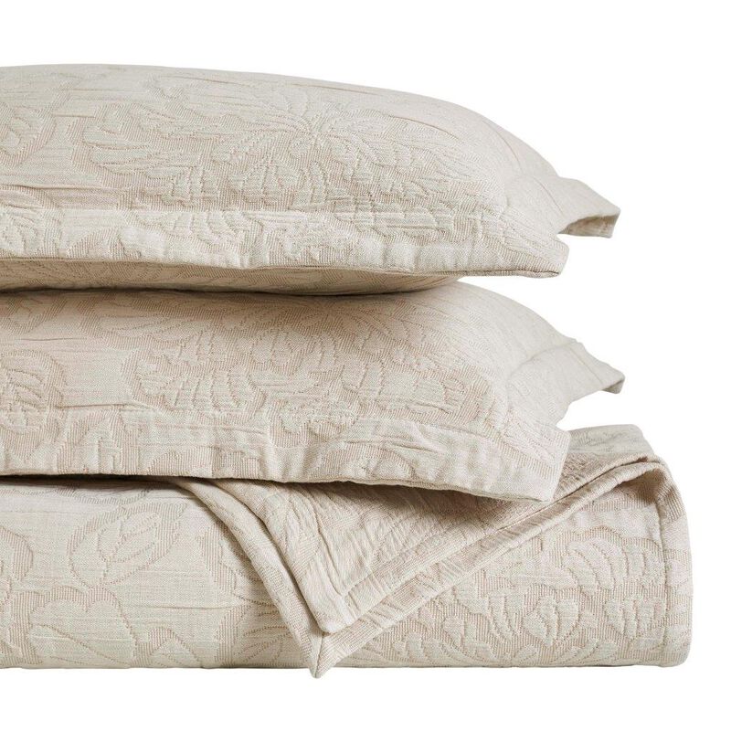 3-Piece Cotton Matelasse Bedspread Set with Floral Design image number 1