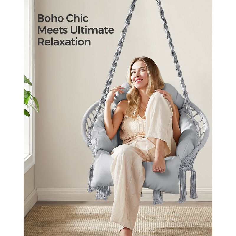 Hammock Chair with Plush Thick Cushion for Indoor or Outdoor Relaxation