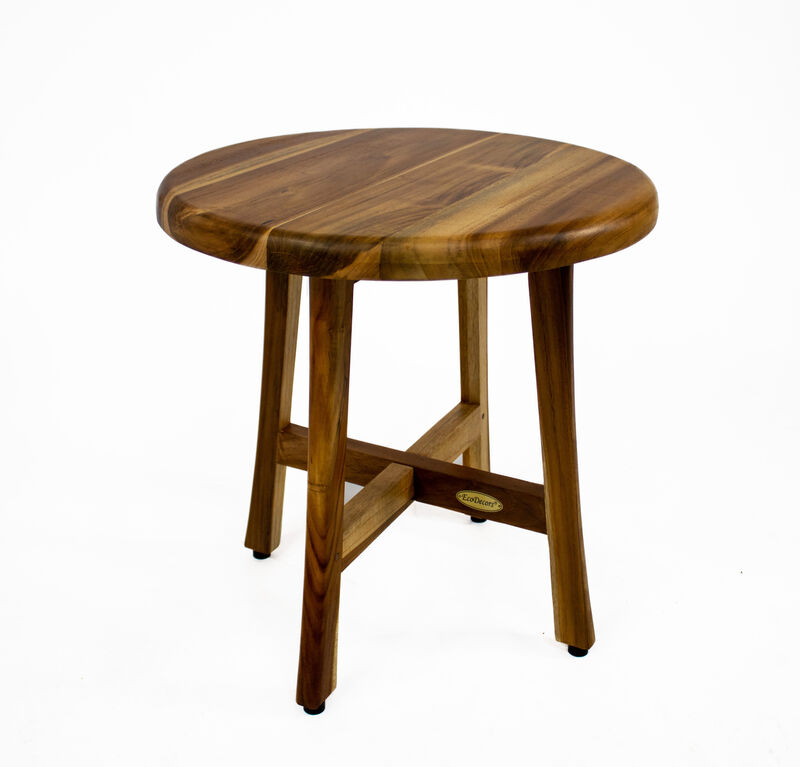 EcoDecors Shoji Teak Wood Round Shower Seat or Side Table