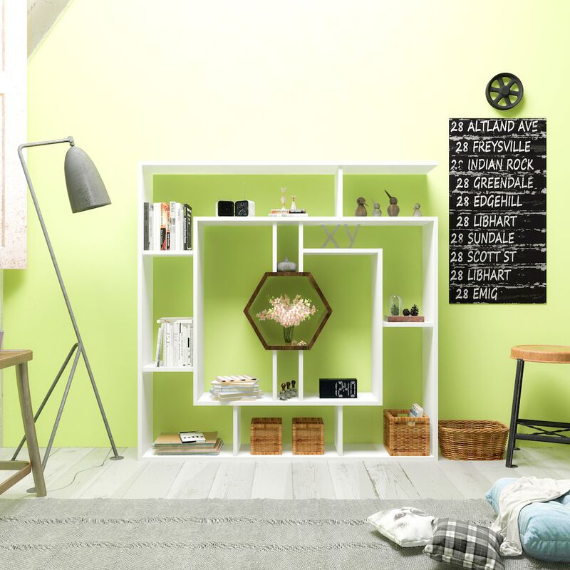 Decorotika Labrina Bookcase White&Walnut