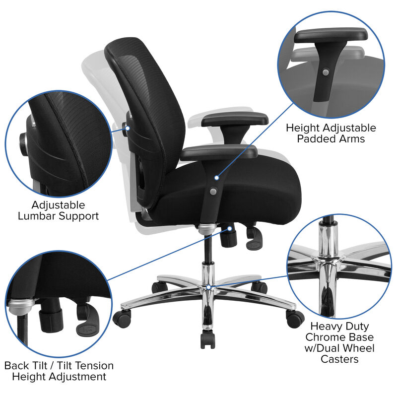 Flash Furniture 500 lb. Rated Black Mesh Executive Office Chair with Ratchet Back image number 5