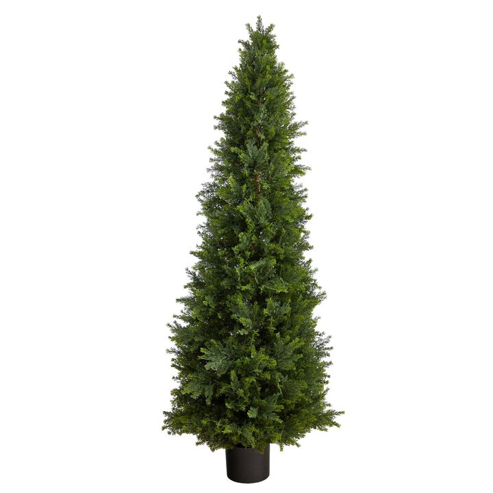 Nearly Natural 5.5-in Cypress Topiary Tree UV Resistant (Indoor/Outdoor)