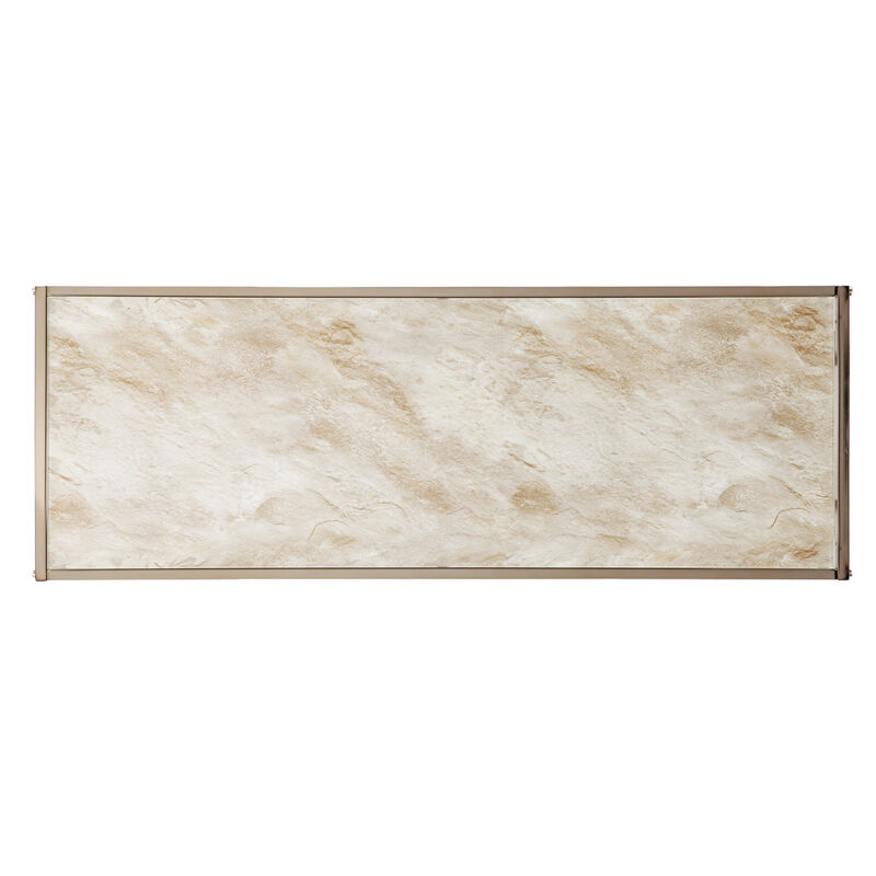 HomeRoots 44" Champagne and Gold Faux Marble and Metal Frame Console Table image number 3