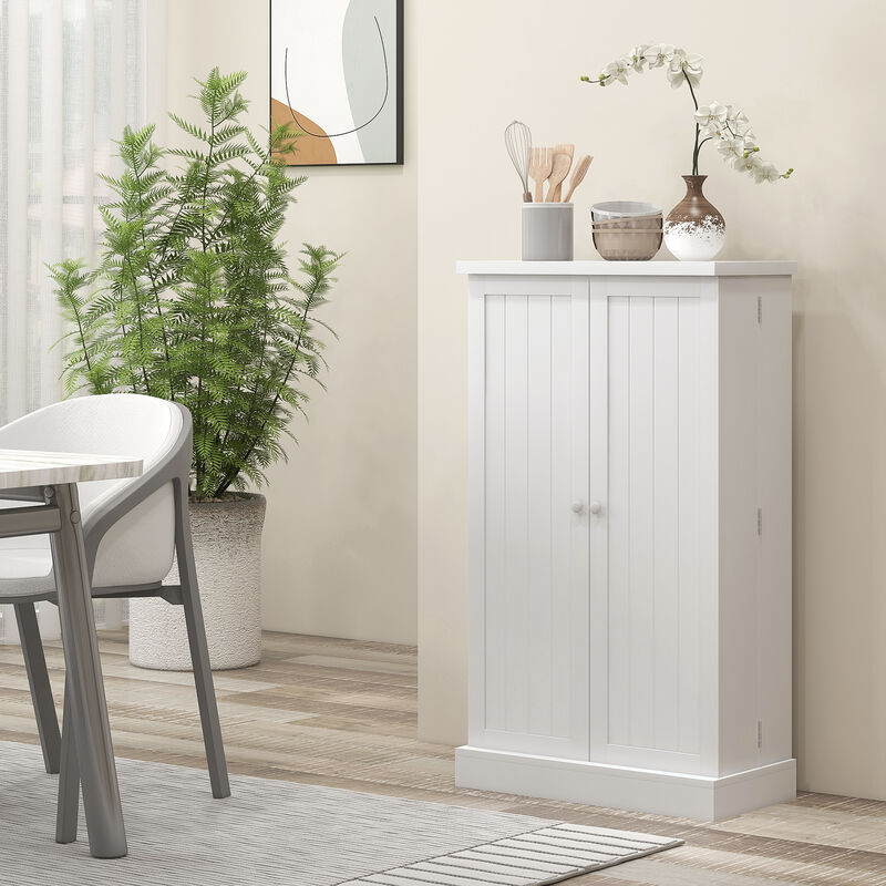 HOMCOM 41" Kitchen Pantry with 12 Spice Racks and Adjustable Shelves White