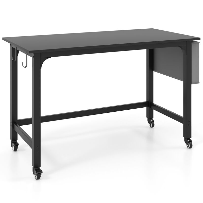 Rolling Home Office Computer Desk with Headphone Hooks and Lockable Casters image number 0