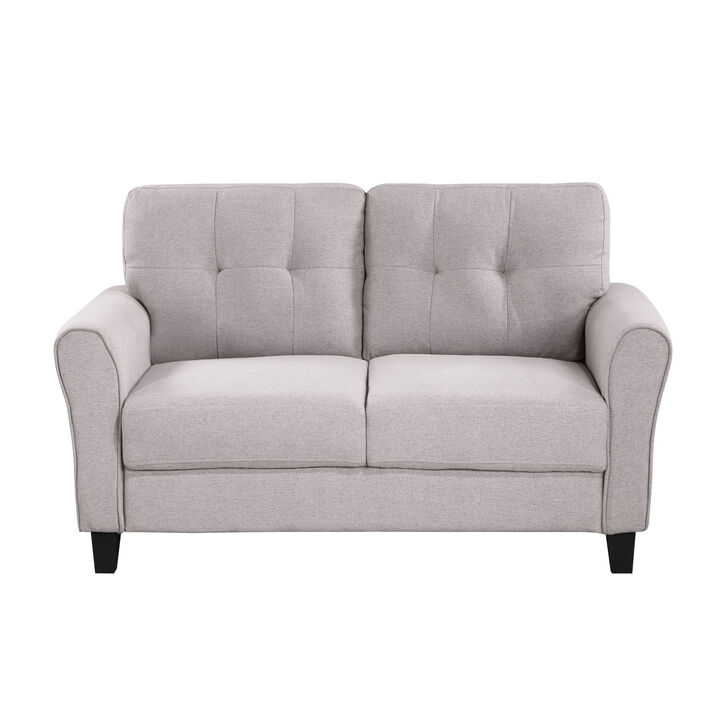 57.5" Modern Living Room Loveseat Linen Upholstered Couch Furniture for Home or Office, Light Grey, (2-Seat)